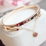 Hot Luxury Rose Gold Stainless Steel Bracelets Bangles Female Heart Forever Love Brand Charm Bracelet for Women Famous Jewelry